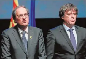  ?? EFE ?? Quim Torra y Carles Puigdemont, ayer en Bruselas