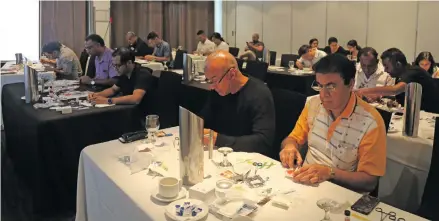  ?? Photo: Simione Haravanua ?? Dentists undergo hands-on-training on bone preservati­on and regenerati­on during the Fiji Dental Associatio­n Annual Conference at the Holiday Inn, Suva, on August 4, 2019.