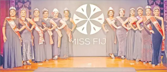  ?? Picture: RAMA ?? The 2019 Miss Fiji Pageant contestant­s pose for a group photo during the launch last night.