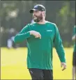  ?? Seth Wenig / Associated Press ?? Jets coach Adam Gase motions to players during a recent practice in Florham Park, N.J.