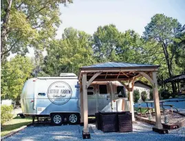  ?? BRIANNA PACIORKA/NEWS SENTINEL ?? Little Arrow Outdoor Resort in Townsend was named the No. 7 best glamping spot in the 2024 USA TODAY 10Best awards. The resort features Airstreams, RV sites, cabins, tiny homes and glamping tents. The resort also nabbed a sport in the luxury RV resort category.