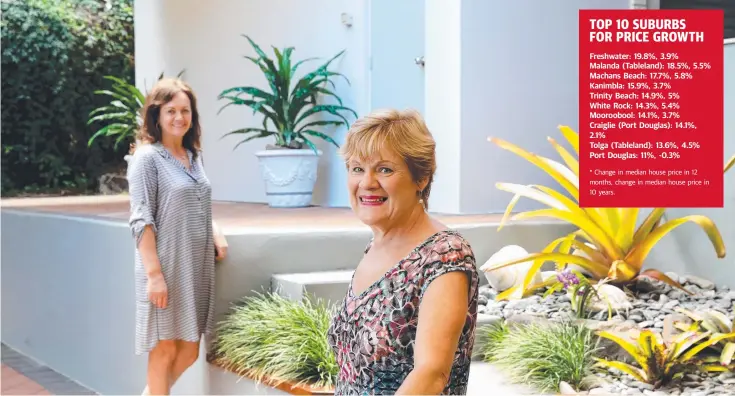  ??  ?? WISE BUYING: Carmel Calvert at her Freshwater property that is for sale with RE/MAX Cairns agent Joan Robb. Freshwater has enjoyed a 19.8 per cent rise in median house prices in the past year.