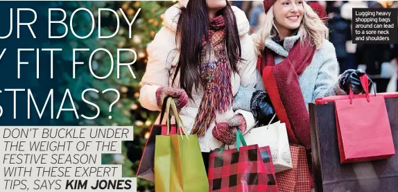  ?? ?? Lugging heavy shopping bags around can lead to a sore neck and shoulders