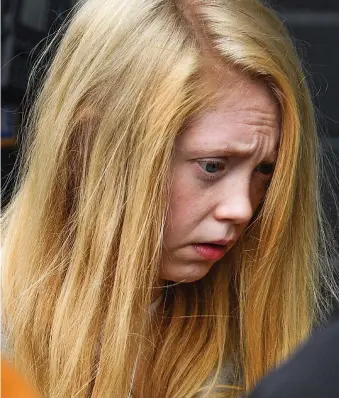  ??  ?? Grieving mother: Georgina Lochrane, 23, outside Glasgow High Court yesterday. Above: Alesha, who was raped and murdered