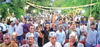  ?? ?? AAP organised a sankalp sabha in East Delhi’s Vishwas Nagar Assembly constituen­cy.