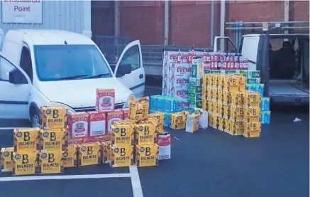  ??  ?? Haul: the seizure of alcohol made by police in west Belfast