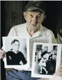  ?? PAT SULLIVAN/ THE ASSOCIATED PRESS FILES ?? Glenn McDuffie holds a portrait of himself as a young man, left, and a copy of Alfred Eisenstaed­t’s famous Life magazine shot of a sailor, who McDuffie claims is him, embracing a nurse.