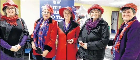  ??  ?? The Digby Chicks: Red Hatters are one of the seven teams already registered for the 2018 Digby Relay for Life. From left, Carolyn Milbury, Shirley Weir, Carol Richards, Barb Ross and Bev Parsons.