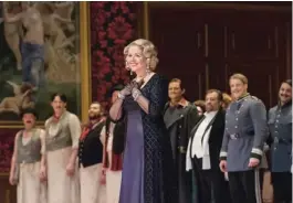  ??  ?? Soprano Renee Fleming looks to the audience during the curtain call for Richard Strauss’ opera “Der Rosenkaval­ier” in New York on Saturday. — AP