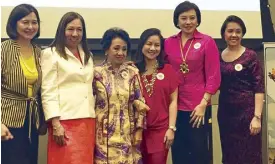  ??  ?? GREAT Women ICT Platform main collaborat­ors (from left) Emmeline Verzosa, Corinne Zablan, Ambassador Delia Albert, Esther Santos, the author and Andrea Escalona.