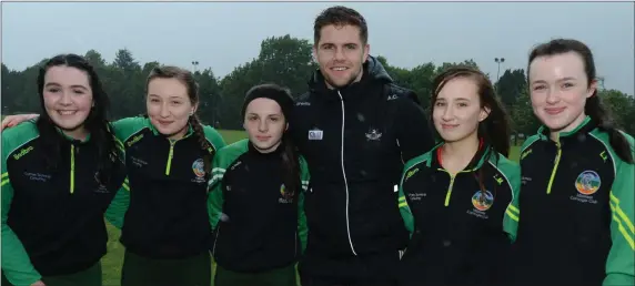  ??  ?? Millstreet Camogie players in the company of Cork star Alan Cadogan at the Millstreet Camogie Training session.