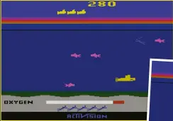  ??  ?? » [Atari 2600] Only one more diver is needed to finish the level, can you grab him before the pink flesh eaters do?