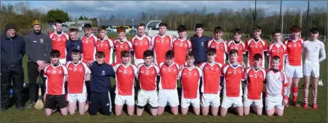  ??  ?? The victorious squad from New Ross C.B.S. before Tuesday’s final in Dunmore.