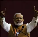  ?? FOTO: TT-AP/MAHESH KUMAR A. ?? Premiärmin­ister Narendra Modi kampanjar i staden Hyderabad.