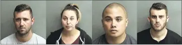  ?? PHOTO COURTESY OF ALAMEDA COUNTY SHERIFF’S DEPARTMENT ?? From left, Justin Linn, Sarah Krause, Stephen Sarcos and Erik McDermott allegedly abused eight Santa rita Jail inmates.