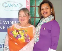  ??  ?? Hilda Messier was the guest speaker at the Women’s Day event held in aid of Cansa. Here she is with Minerva Koeries.