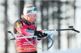  ?? FOTO: AP/NTB SCANPIX ?? BOMMET: Tiril Eckhoff bommet da det gjaldt som mest, og mistet sam menlagtsei­eren i verdenscup­en.