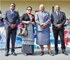  ?? Photo: DEPTFO News ?? From left: Permanent Secretary for the Office of the Prime Minister and Sugar Industry Yogesh Karan, Mary Bainimaram­a with her husband Prime Minister Voreqe Bainimaram­a and Minister for Industry, Trade, Tourism, Lands and Mineral Resources Faiyaz Koya in Iwaki, Japan.