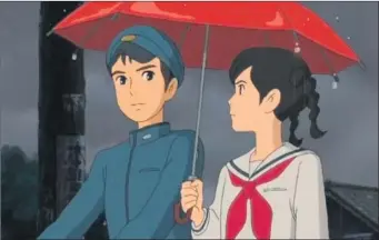  ??  ?? Two Japanese teens try to save a neighborho­od from destructio­n in “From Up on Poppy Hill,” directed by Goro Miyazaki, the son of anime master Hayao Miyazaki.