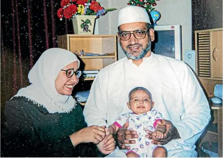  ?? ?? Farid Ahmed and his late wife, Husna, who was killed in the 2019 Christchur­ch mosque attacks, with their daughter.