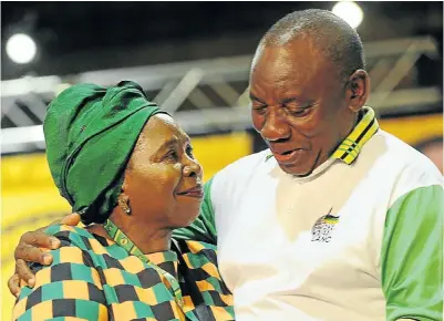  ?? Picture: Veli Nhlapo ?? Nkosazana Dlamini-Zuma congratula­tes Cyril Ramaphosa after his election as ANC president during the 54th national conference of the ANC at Nasrec in Johannesbu­rg.