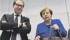  ??  ?? Angela Merkel and the CSU’S Alexander Dobrindt at talks