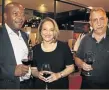  ??  ?? Thami and Renee Magazi with Alan Pick at the Montpellie­r Wine event.