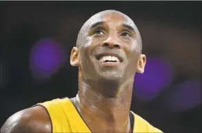  ?? Jae C. Hong / Associated Press ?? Lakers forward Kobe Bryant smiles during his last NBA game, against the Jazz in April 2016.