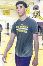  ?? Damian Dovarganes Associated Press ?? LONZO BALL is expected to be available with the No. 2 pick in the draft. Will the Lakers take him?