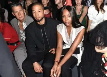  ?? NICHOLAS HUNT/GETTY IMAGES ?? Stefano Tonchi, left, Jussie Smollett and Naomi Campbell attend the Hood By Air fashion show.