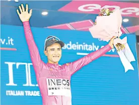  ?? ?? El ciclista ecuatorian­o Jhonatan Narváez se adjudicó la primera etapa del Giro de Italia 2024./ Foto: @Giro D’italia