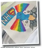  ??  ?? Hollie Ferguson, from Bacup, gave Royal Oldham Hospital staff artwork after her recent stay getting treated for Crohn’s Disease