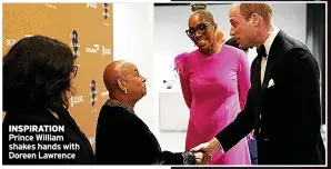  ?? ?? INSPIRATIO­N Prince William shakes hands with Doreen Lawrence