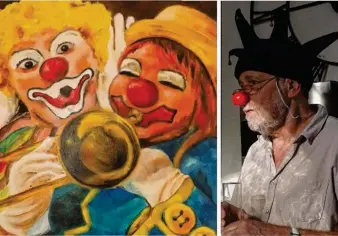  ??  ?? Alain Huré a fait le show lors du salon de peinture placé sous le signe du cirque.