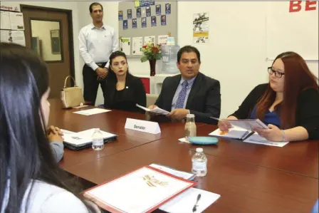  ?? PHOTO ?? FROM LEFT: Lucerito Tirado, Sen. Ben Hueso and Betsy Pino at a recognitio­n ceremony Friday in which Hueso honored Pino and Tirado for mentoring foster youth through Project ACE. WILLIAM ROLLER