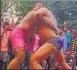  ?? ANIL KUMAR MAURYA/HT ?? Contestant­s wrestle during the ▪ event near Gangeshwar Nath temple in Salori, Allahabad on Saturday