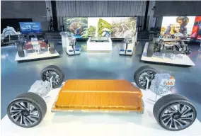  ?? AP ?? This photo provided by General Motors shows GM’s all-new modular platform and battery system, Ultium, at the Design Dome on the GM Tech Center campus in Warren, Michigan, on Wednesday, March 4.