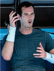  ??  ?? Inquest: Andy Murray vents his frustratio­n after a pasting by Novak Djokovic