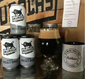  ?? Doug Foster/Aurochs Brewing Co. ?? Emsworth’s Aurochs Brewing Co. is releasing Boondock Sláinte, a collaborat­ion Irish breakfast stout made with its Avalon neighbor, Richbarn Roasters.