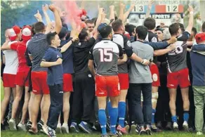  ?? Photo Adeline Farral ?? Les Léguevinoi­s peuvent laisser éclater leur joie : avec seulement un petit point d’avance à l’issue du match aller, rien n’était fait mais ils ont su préserver leur avance.