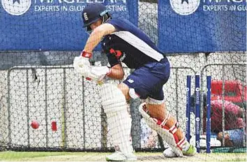  ?? AFP ?? England skipper Joe Root plays a shot during a net session in Brisbane yesterday, ahead of the first Test of the Ashes Series.