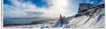  ?? ?? Below left: Matt’s exploratio­n of weather in all its forms takes him from the snowy pinnacles of the coast of Skye…