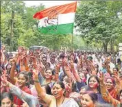  ??  ?? Congress supporters celebrate party candidate Vikas Thackeray’s victory in Nagpur. PTI