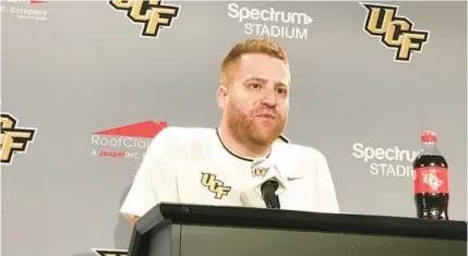  ?? MATT MURSCHEL ?? Now the head coach at USF, former UCF co-offensive coordinato­r Alex Golesh won’t even mention the Knights by name.