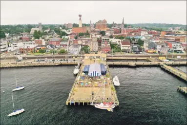  ?? Patrick Sikes / For Hearst Connecticu­t Media ?? A drone view of the New London pier. U.S. Sen. Chris Murphy said Thursday he is hopeful the Biden administra­tion will approve a National Estuarine Research Reserve in eastern Long Island Sound.