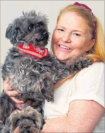  ??  ?? Suzie with her beloved pooch Paddy, a Yorkshire terrier poodle cross, who battled the odds to survive a near-fatal car accident