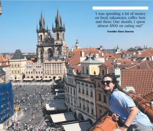  ??  ?? Elena Stavrou takes in the sights of Prague after saving for a holiday with the help of a financial education course.