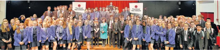  ??  ?? ●●Bramhall High School hosted 200 students from across the north west at a First World War debate