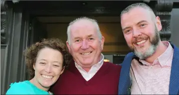  ??  ?? Patricia Conroy, Declan Muckian and Aidan Burns at Patricia and Aidan’s farewell celebratio­n party in Brubakers.