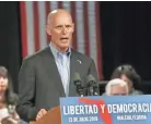  ?? WILFREDO LEE/AP FILE ?? Florida Gov. Rick Scott demanded Friday that U.S. Sen. Bill Nelson provide proof to back up his statement that Russian operatives have penetrated election systems in some counties.